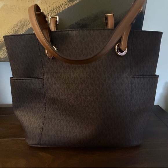 Michael Kors Dark Brown Tote with Gold Accents - Picture 2 of 4